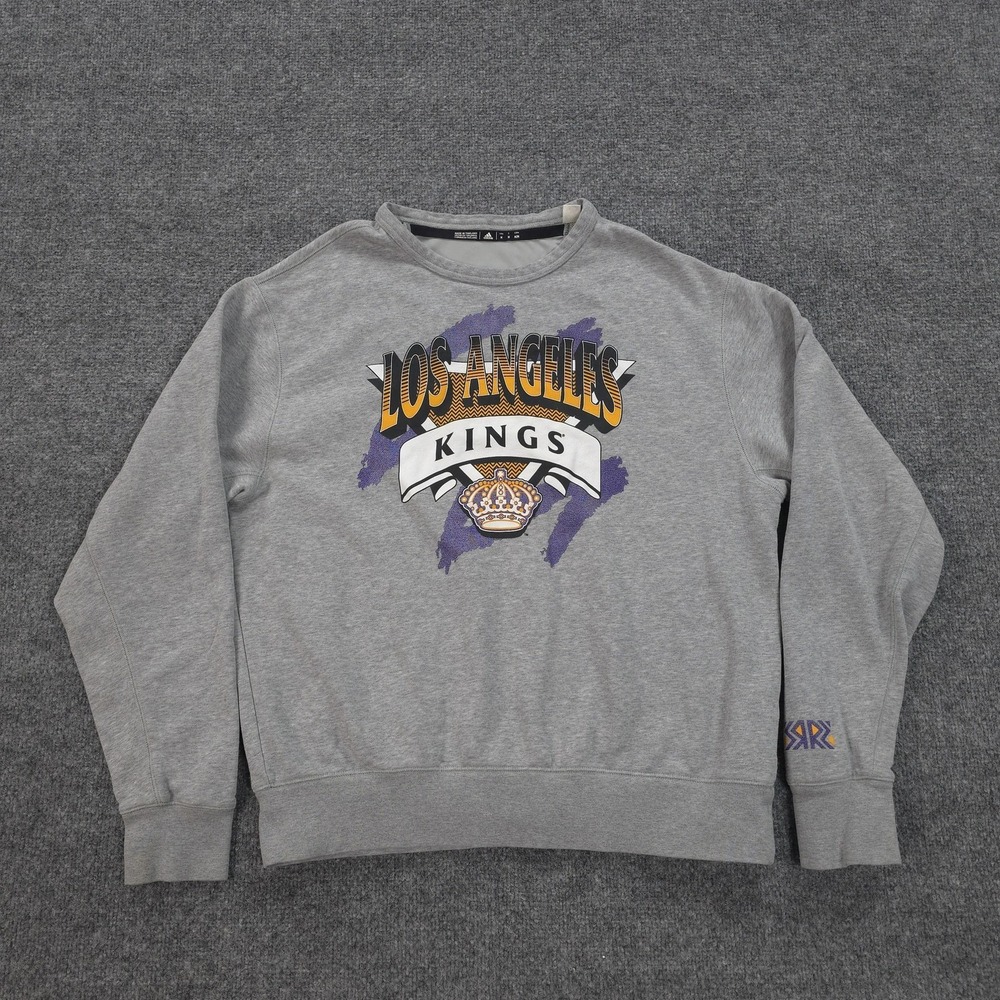 Los Angeles Kings Sweatshirt‎ Mens Medium Gray NHL Hockey Adidas Reverse Retro